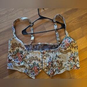 SHEIN CURVE+ Plus Size Summer Vintage Jacquard Spaghetti Strap Bustier Top